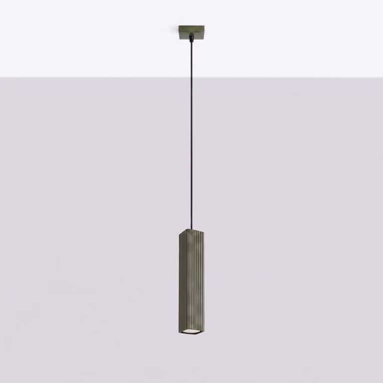 Lampada a sospensione RAYO 1 verde oliva 1xGU10 10W alluminio 118x8x8cm Sollux Lighting