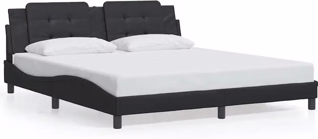 Letto matrimoniale | Letto per adulti | Giroletto senza Materasso Zadar Nero 180x200 cm in Similpelle