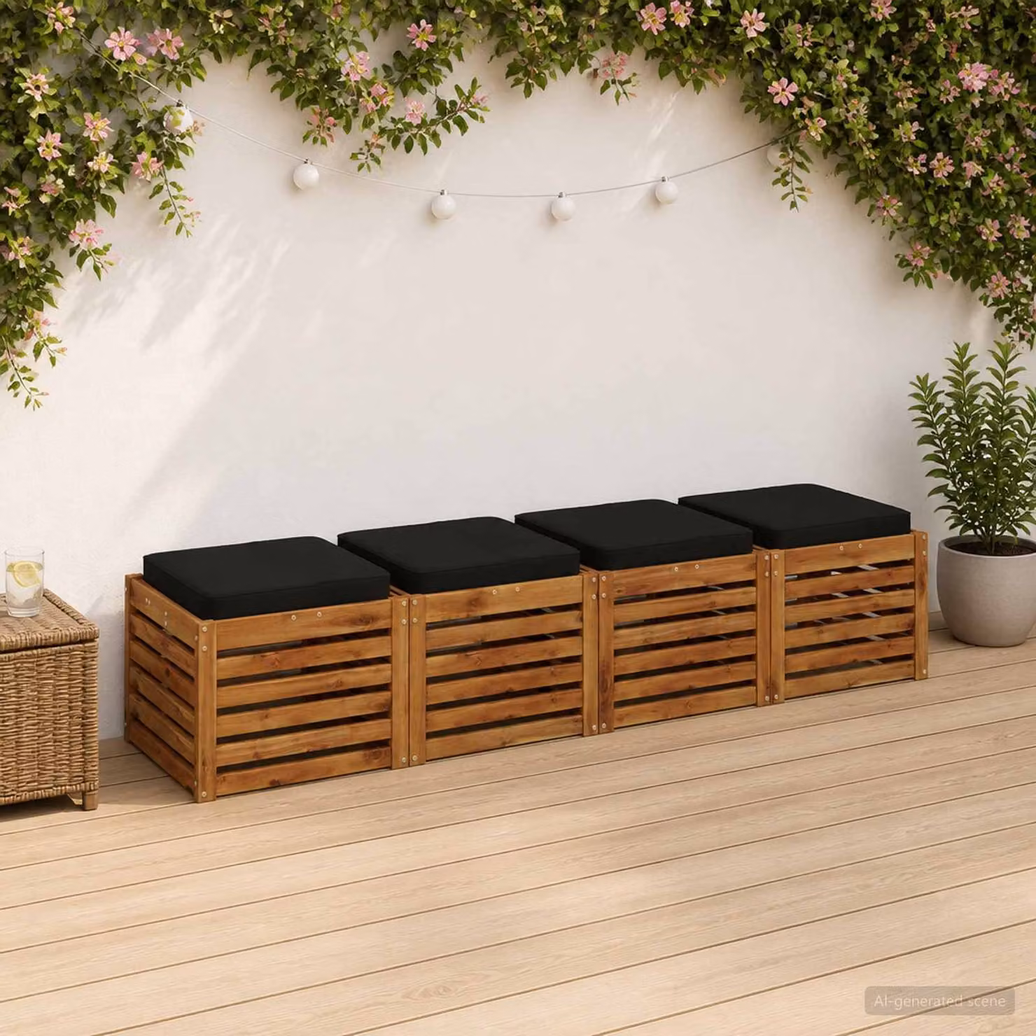 Set di 4 cuscini per sedia vidaXL VUGHT in poliestere nero con imbottitura in schiuma e rivestimento rimovibile