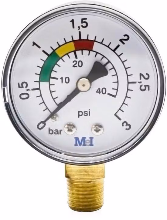 Sistema di misurazione idrostatica della pressione dell'acqua, da 0 a 3 bar - diametro 50 mm - Misurazione precisa - Materiale resistente - Installazione semplice - Resistente alla corrosione - Manometro