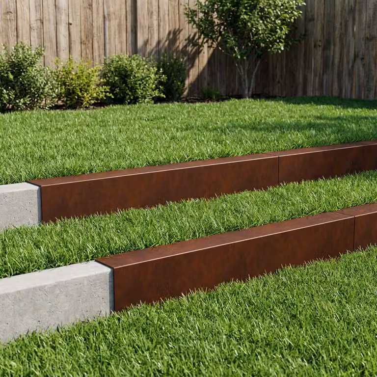 Set di 10 profili di copertura per giardino vidaXL in acciaio, colore marrone, L 100 cm x P 20 cm x H 15 cm
