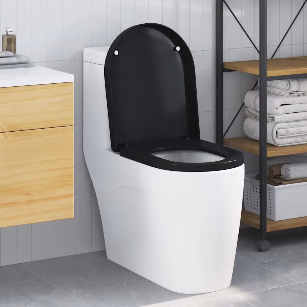 Sedile per WC regolabile vidaXL in polipropilene nero L 48 cm x P 36,5 cm x H 4,5 cm