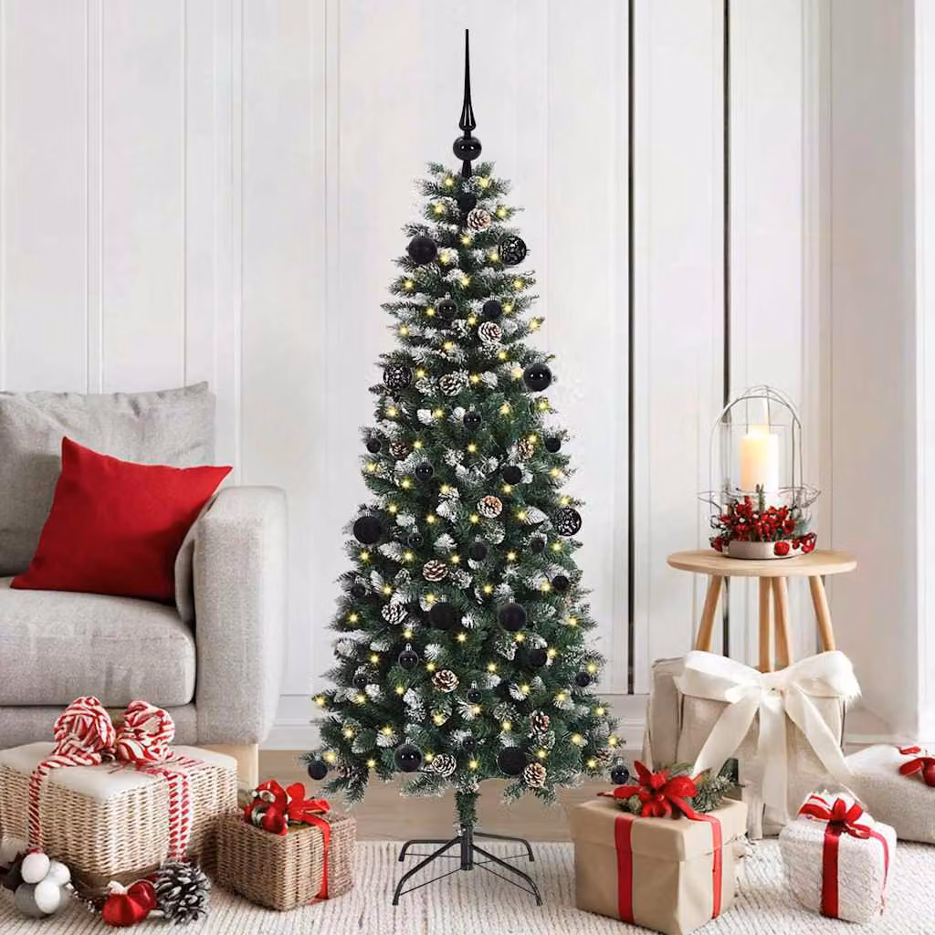 Albero di Natale artificiale verde vidaXL con luci LED bianco caldo, Altezza: 150 cm