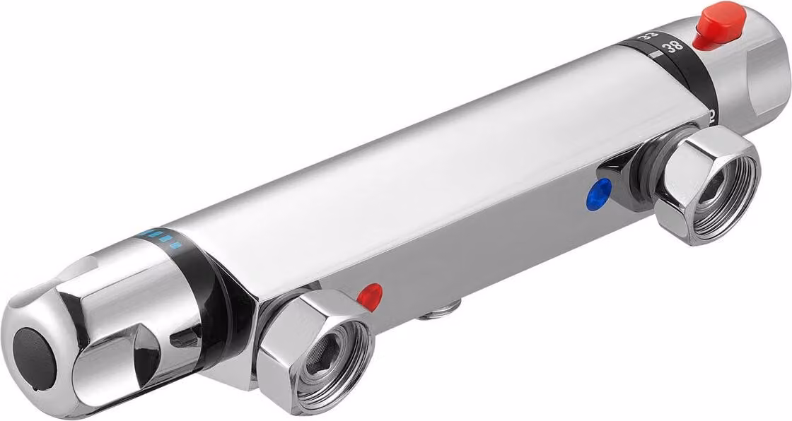 Valvola termostatica per rubinetto doccia, valvola miscelatrice termostatica per doccia con blocco di sicurezza antiscottatura 38, valvole di controllo della temperatura per rubinetto doccia acqua calda e fredda per bagno, camper, rivestimento cromato