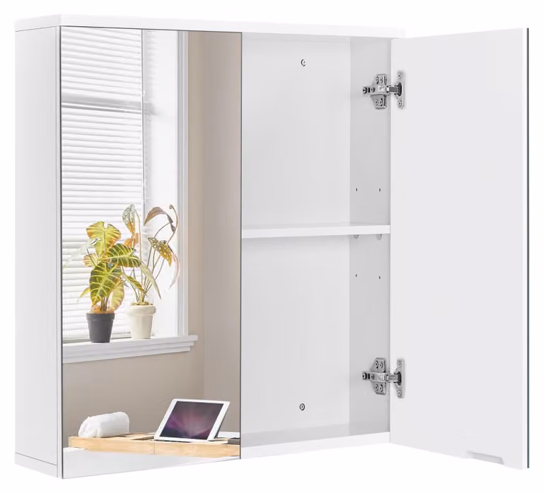 Armadio da bagno Yaheetech con 2 ante a specchio, pensile, specchiera per il bagno