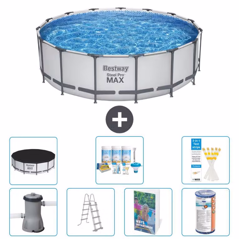 Piscina gonfiabile Bestway Steel Pro MAX, rotonda, 488x122 cm, composta da 6 parti, modello S556