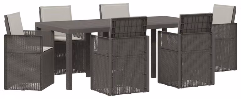Set da Pranzo per Giardino con cuscino 7 pcs Grigio Chiaro PP