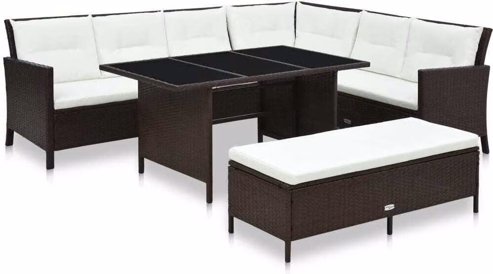Maison Exclusive - Set da giardino a 3 pezzi con cuscini in polyrattan marrone