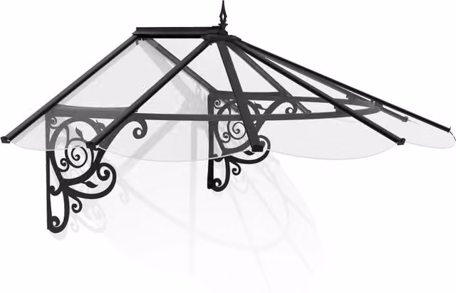 Pensilina da esterno Palram Lily trasparente in policarbonato con struttura in alluminio e acciaio zincato, L: 175 cm, P: 125 cm, H: 80 cm – 1