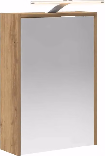 Armadio da bagno con specchio e illuminazione LED vidaXL in rovere marrone, sospeso, con ripiani interni e ante a battente