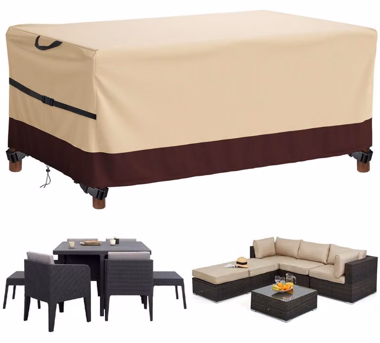 Telo protettivo per mobili da giardino, 270x180x89 cm, beige-marrone, tessuto Oxford 420D