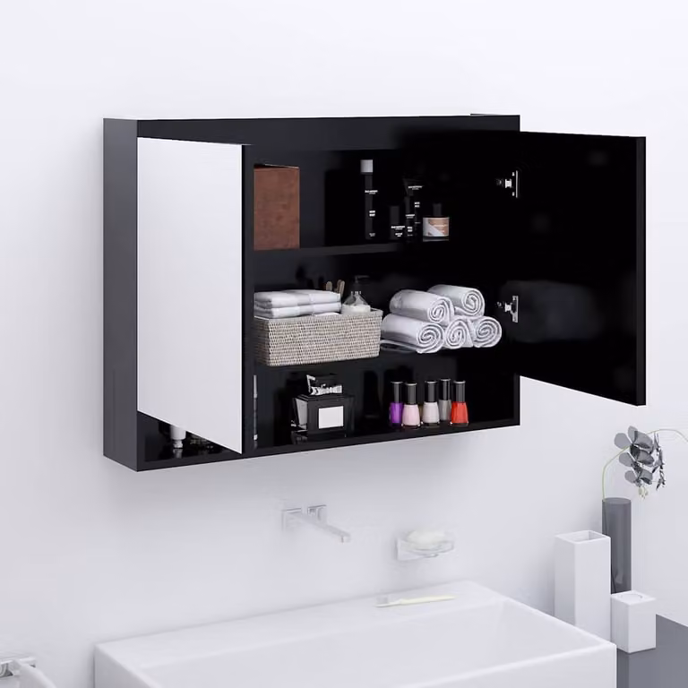 Armadietto da bagno con specchio vidaXL in MDF antracite opaco, L 80 cm x H 60 cm x P 15 cm