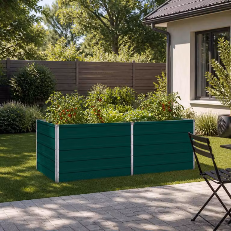 Letto rialzato da giardino vidaXL in metallo Verde L: 160 cm, P: 80 cm, H: 55 cm