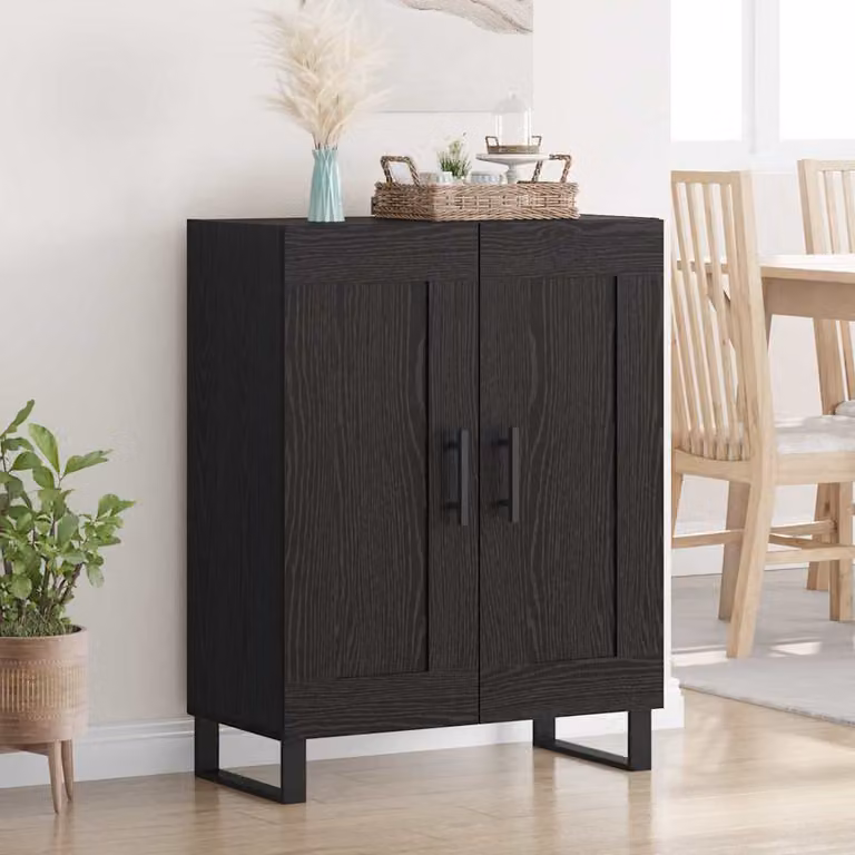 Credenza moderna vidaXL in rovere e nero, L: 69,5 cm, P: 34 cm, H: 90 cm