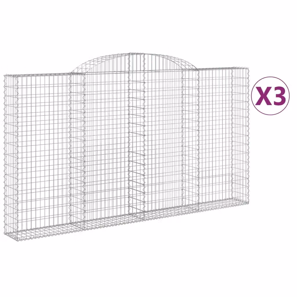 Set di 3 Cesti Gabbioni ad Arco Videx in Acciaio Zincato Argento L: 300 cm, P: 30 cm, H: 160/180 cm – 2