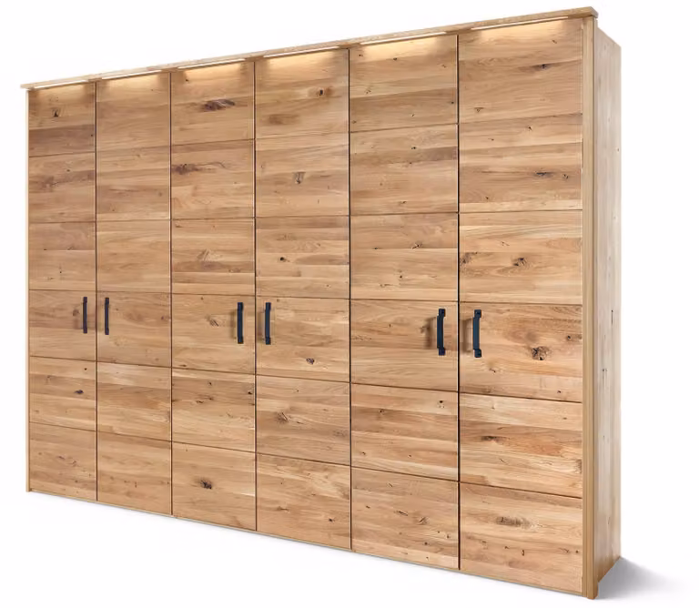 MASSIVMOEBEL24 | Armadio in legno di Quercia selvatica 289x60x219 Oliato naturale HALMSTAD #102