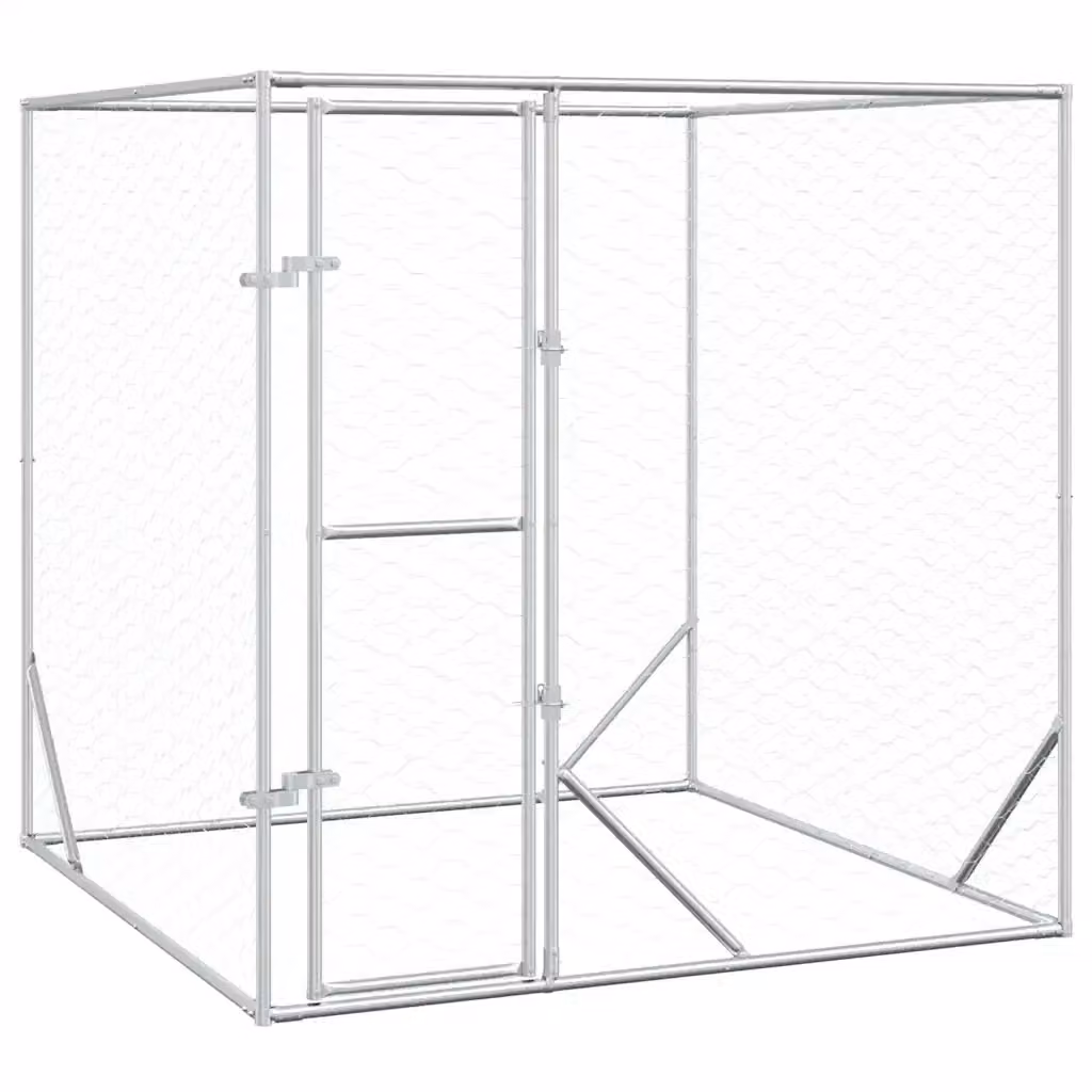 Cuccia per cani da esterno vidaXL in acciaio zincato argento L/P/H: 2 x 2 x 2 m – 2