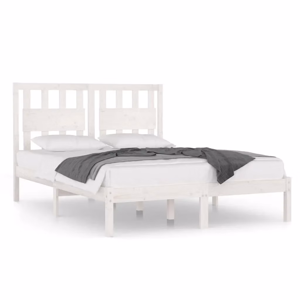 Letto con Giroletto Bianco in Legno Massello di Pino vidaXL L/P: 140 x 190 cm – 2