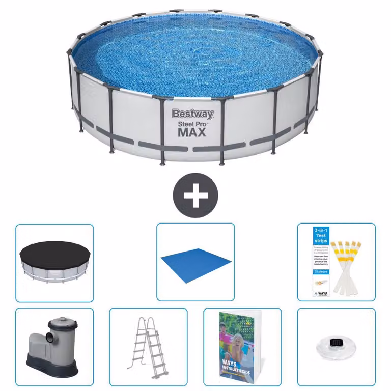 Piscina gonfiabile Bestway Steel Pro MAX, rotonda, 488x122 cm, composta da 6 parti, modello S596