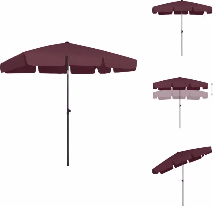 vidaXL Ombrellone da spiaggia rosso Bordeaux 200x125 cm - Ombrelloni e tende da sole