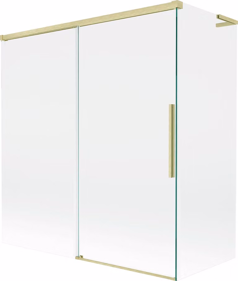Mexen Rox L paravento per vasca 2 ante scorrevoli 150 + 70 x 150 cm, trasparente, oro spazzolato - 8C9L-150-070-55-00