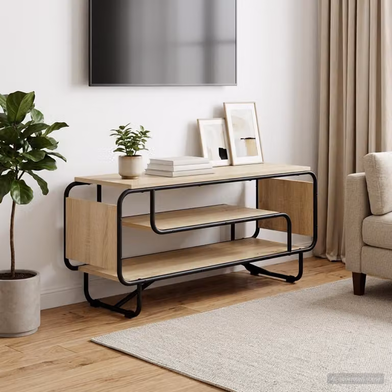 Supporto TV vidaXL in stile industriale, Rovere Sonoma e Metallo, L 98 x P 36 x H 45 cm