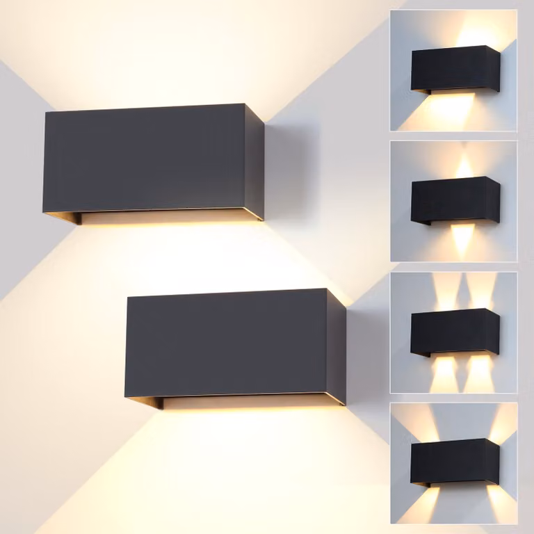 Lampada a LED da parete, 24 W, confezione da 2 pezzi, grado di protezione IP65, luce bianco caldo 3000 K, regolabile, alluminio