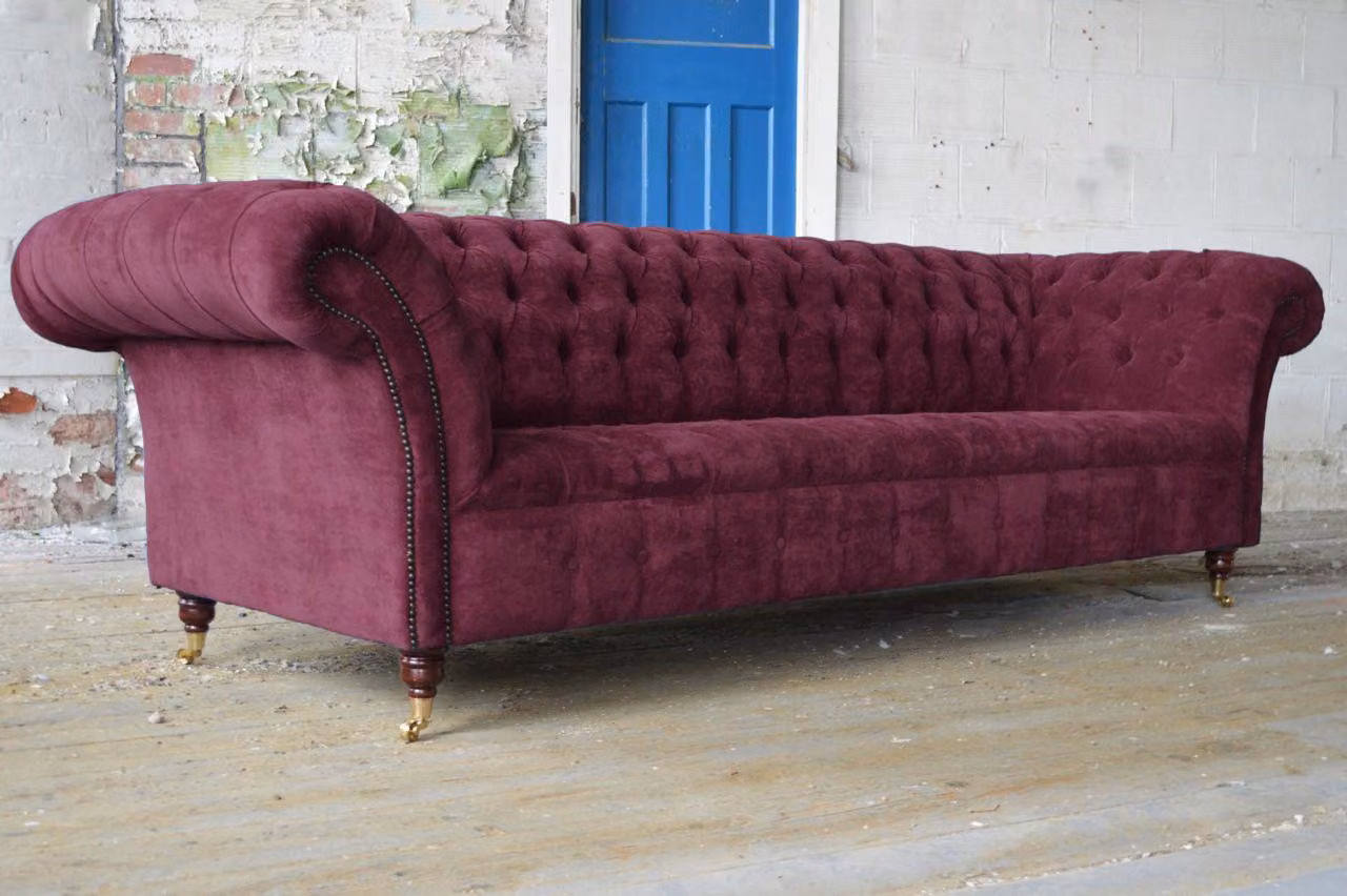 Chesterfield Design Luxus Polster Sofa Couch Sitz Garnitur Leder #148