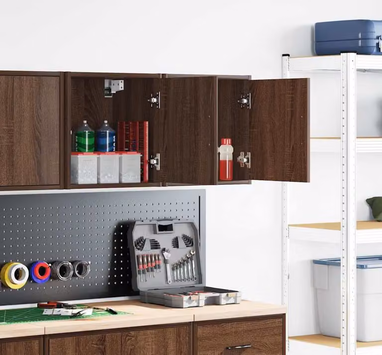 Pensili per Garage 2 pz Rovere Marrone in Legno Multistrato
