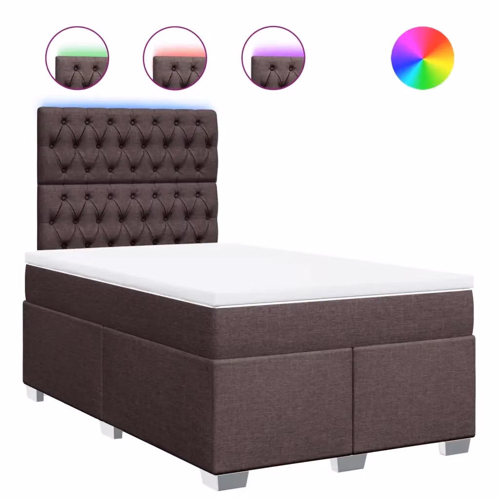 Letto Ibrido Moderno vidaXL con Materasso e Illuminazione Sotto il Letto L/P: 120 x 200 cm, Colore Marrone e Bianco – 2