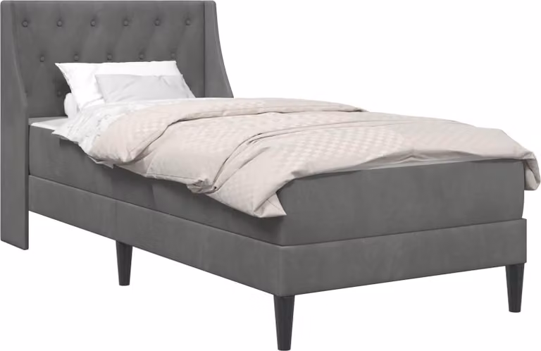 Struttura del letto con materasso, colore grigio scuro, dimensioni 90 x 190 cm