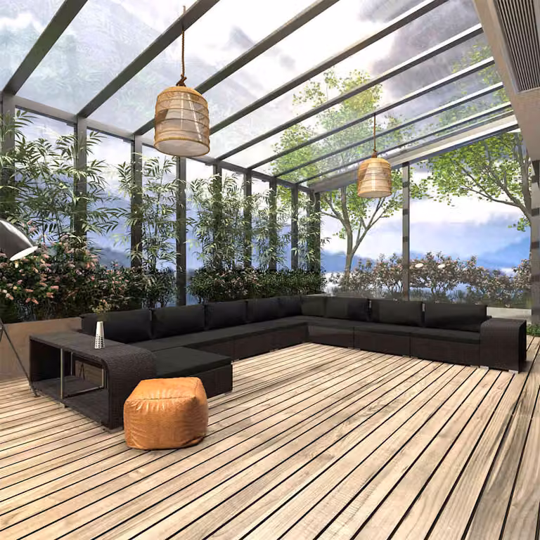 vidaXL Set Divani da Giardino 11 pz a Forma a L con Cuscini e Tavolino Nero