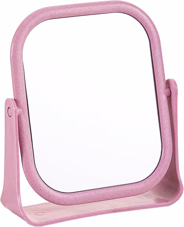 Specchio da trucco quadrato, 19,5 x 16 cm, girevole a 360 gradi, ideale per il trucco