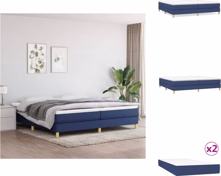 vidaXL Letto a molle con materasso blu 200x200 cm in tessuto - Letti & strutture letto