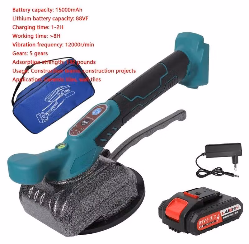 Macchina per la posa di piastrelle - Dispositivo vibrante e livellante per piastrelle - 5 velocità - Senza fili - Batteria da 21V - Dispositivo portatile - Modello B-1, con batteria inclusa