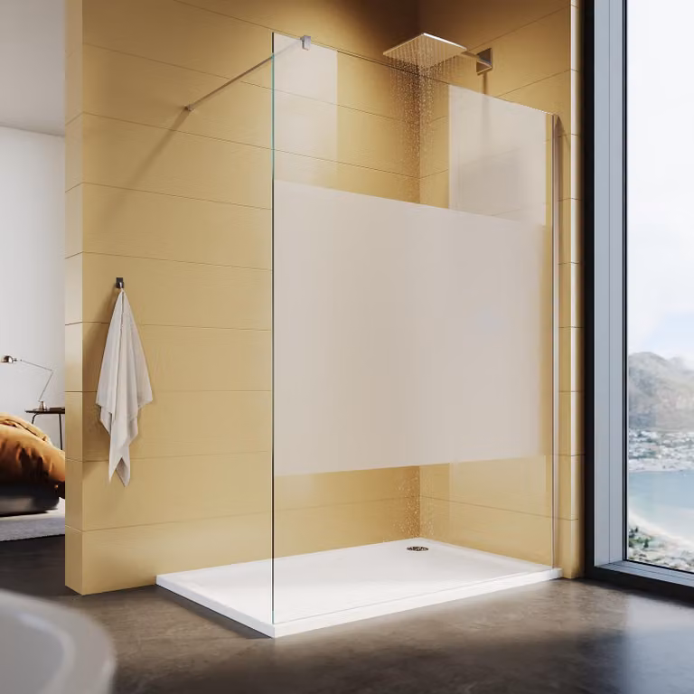 SONNI Cabina doccia walk in Cabina doccia 80x200cm con Nano ESG 8mm, parzialmente satinato