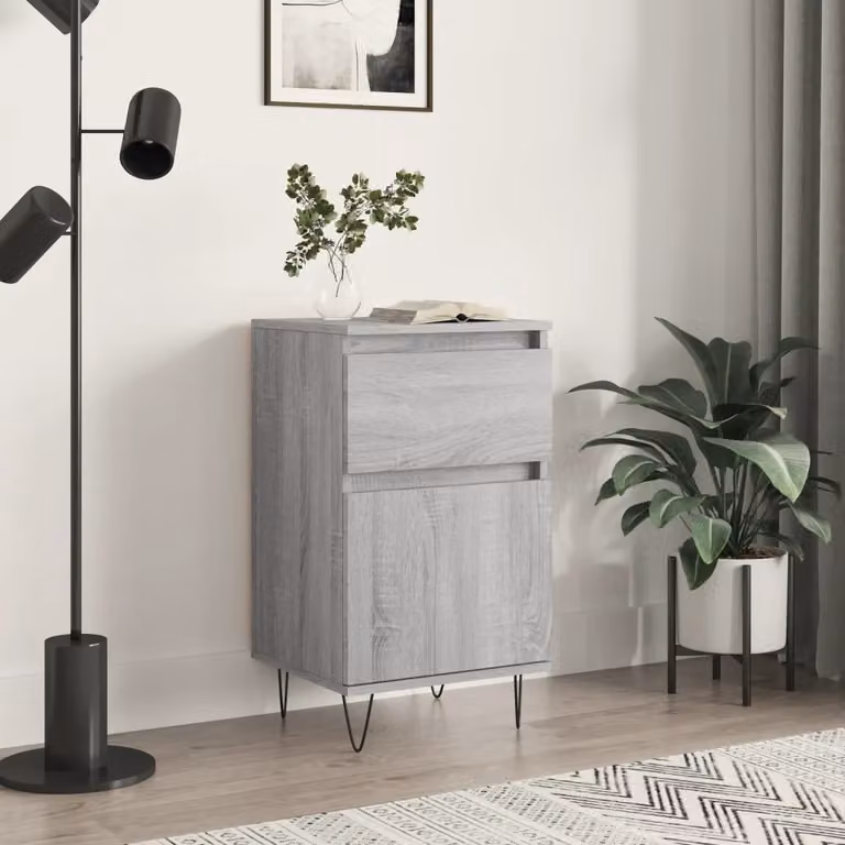 Credenza moderna vidaXL in legno e metallo, Grigio, L 40 cm x P 35 cm x H 70 cm