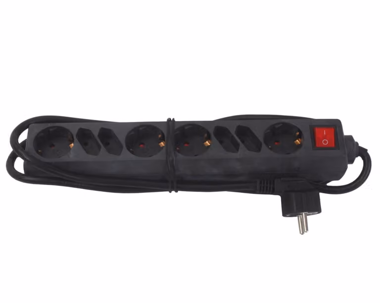 Ciabatta multipresa con interruttore, 1,4 metri, colore nero