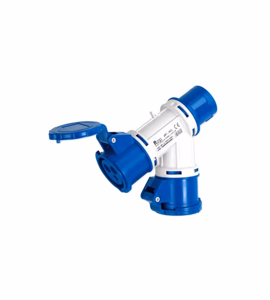 Adattatore Spina Cee 2P+T 2 Prese Cee 2P+T Ip44 Rosi