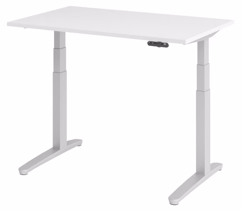 Scrivania elettrica bümö XBHM - Decorazione: bianco, struttura: argento, dimensioni: 120 x 80 cm