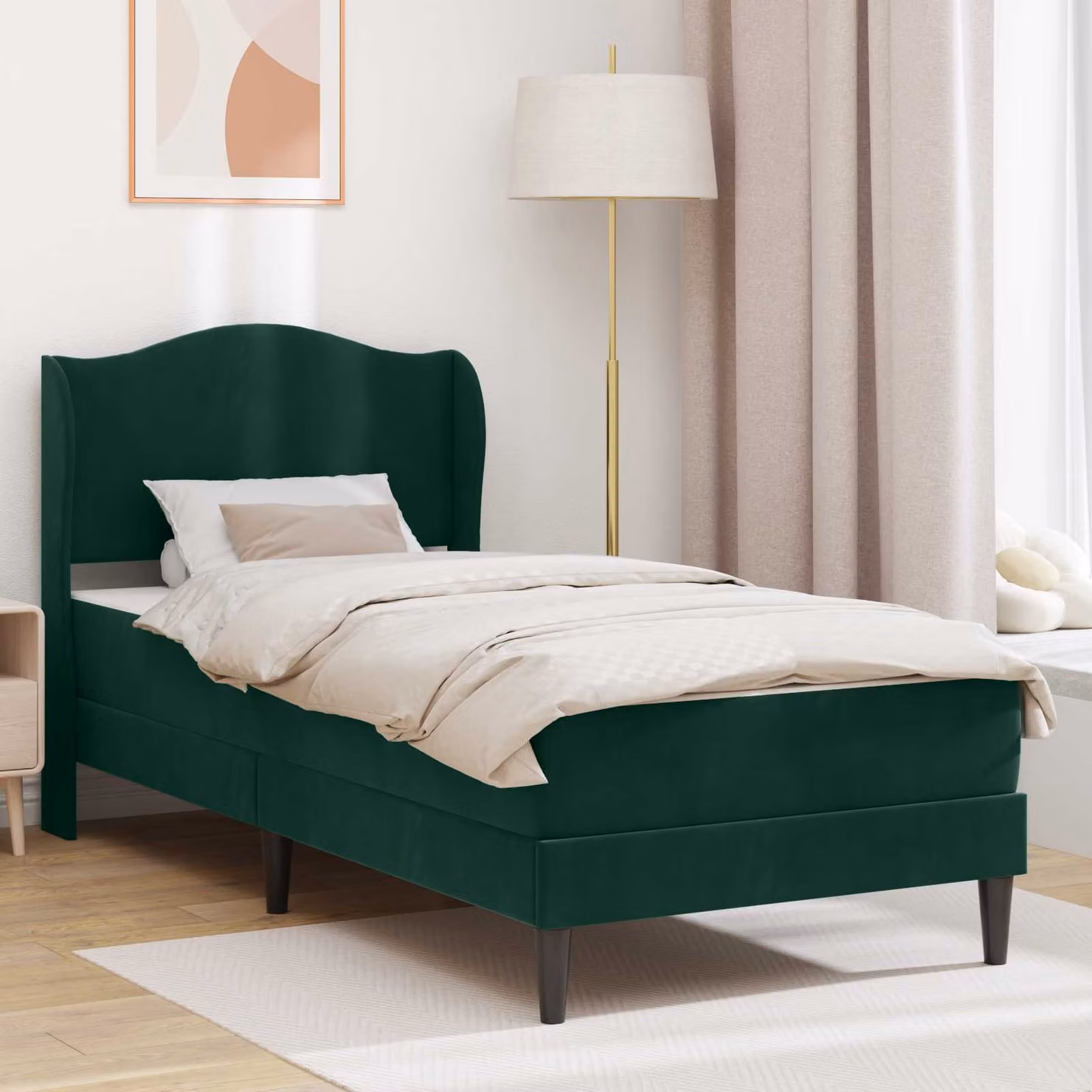 Struttura del letto moderna vidaXL in velluto verde scuro con telaio imbottito L: 80 cm, P: 200 cm, H: 101 cm