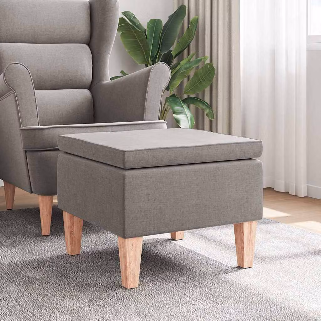 Poggiapiedi vidaXL moderno in tessuto beige e grigio con gambe in legno