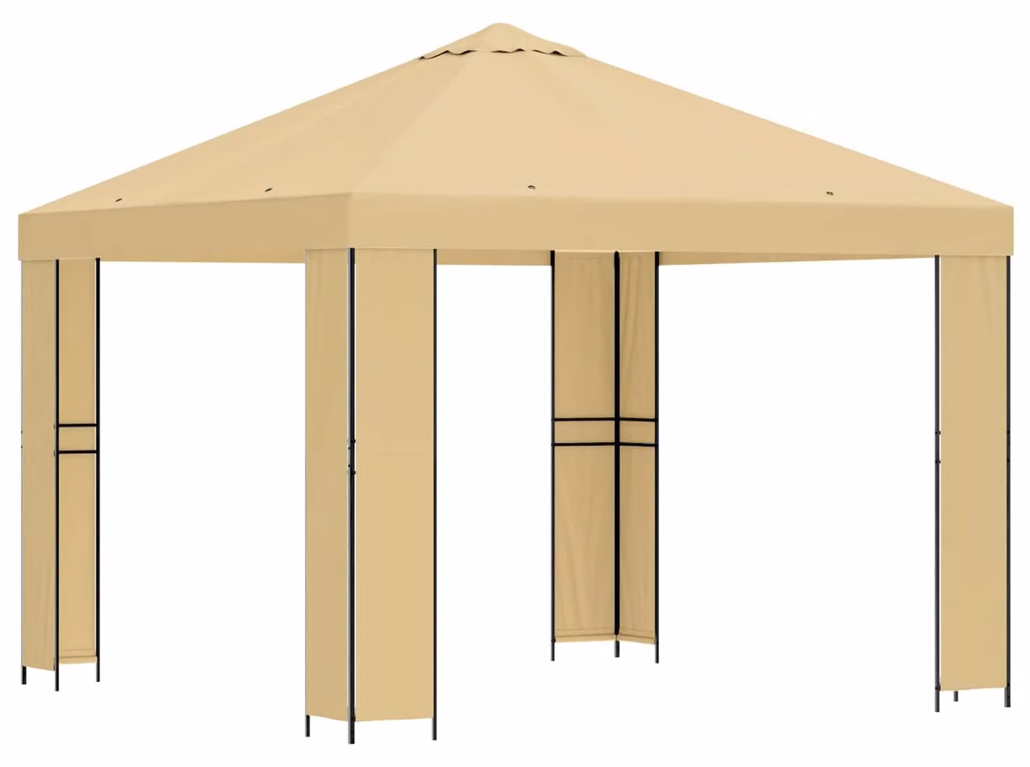 Gazebo 3 x 3 m Crema Poliestere e Acciaio 190 gsm