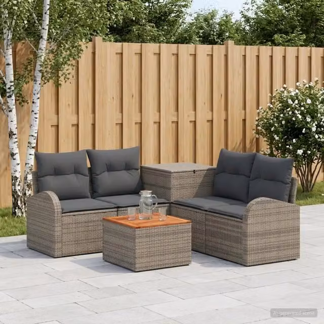 Set di divani 6 pz Grigio e Grigio Scuro 55 x 55 x 37 cm 3447192