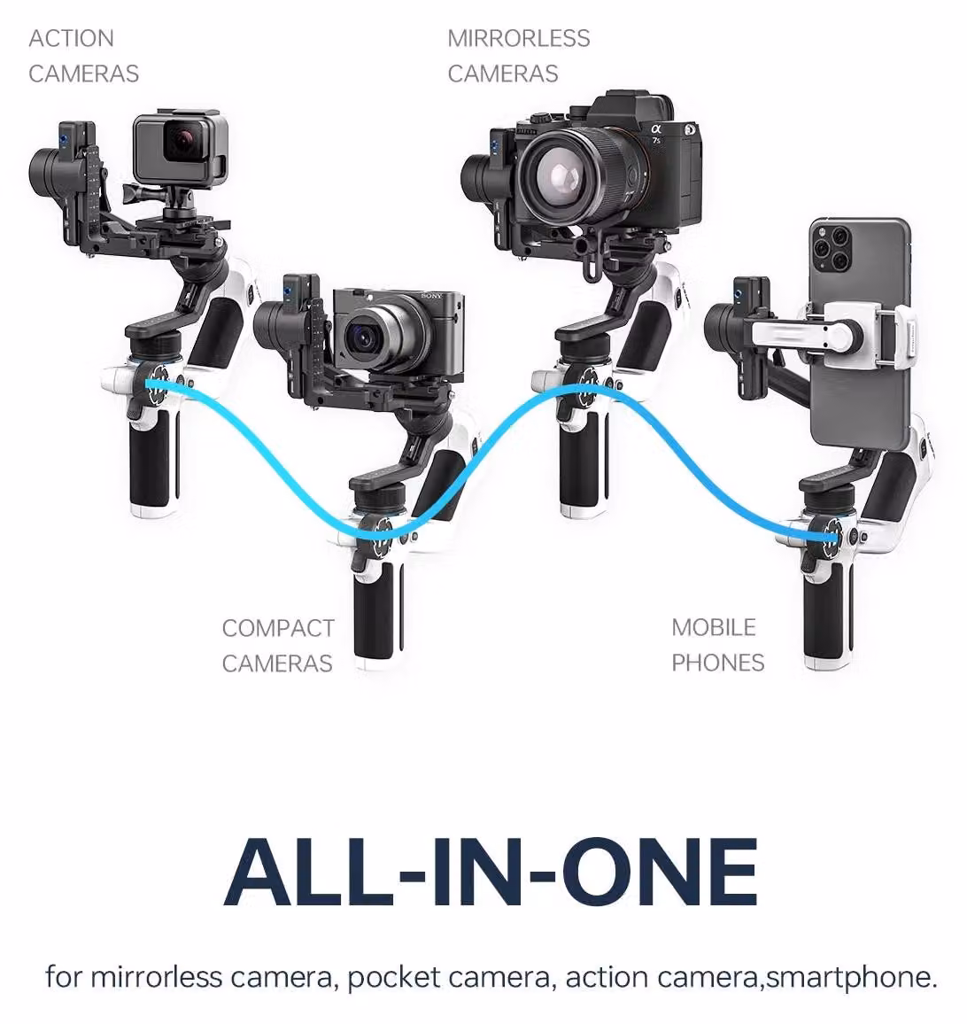 Stabilizzatore per smartphone - Stabilizzatore per smartphone e fotocamera - Gimbal per smartphone e fotocamera - A 3 assi