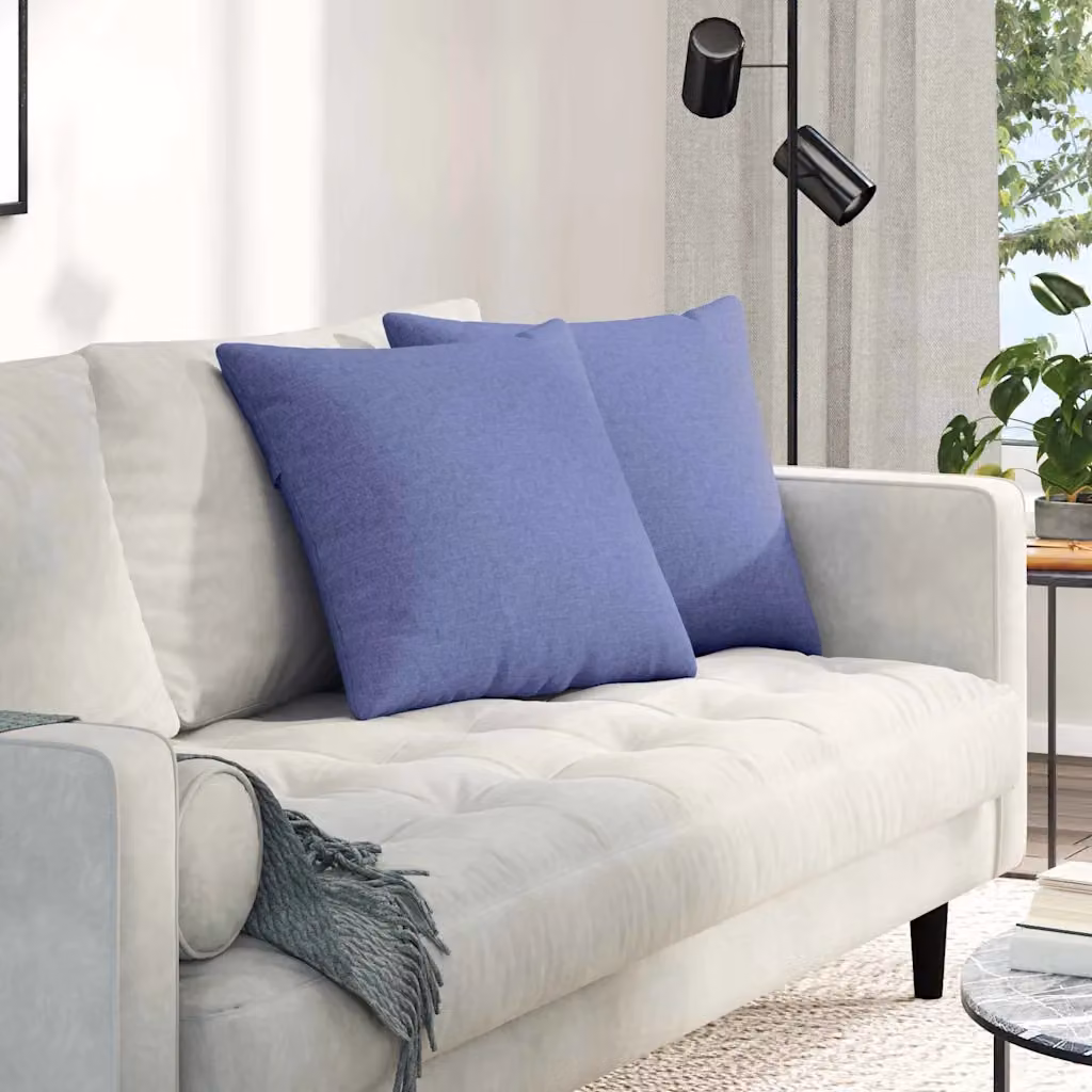 Set di 2 cuscini da divano vidaXL in tessuto blu, forma quadrata, 50 x 50 cm