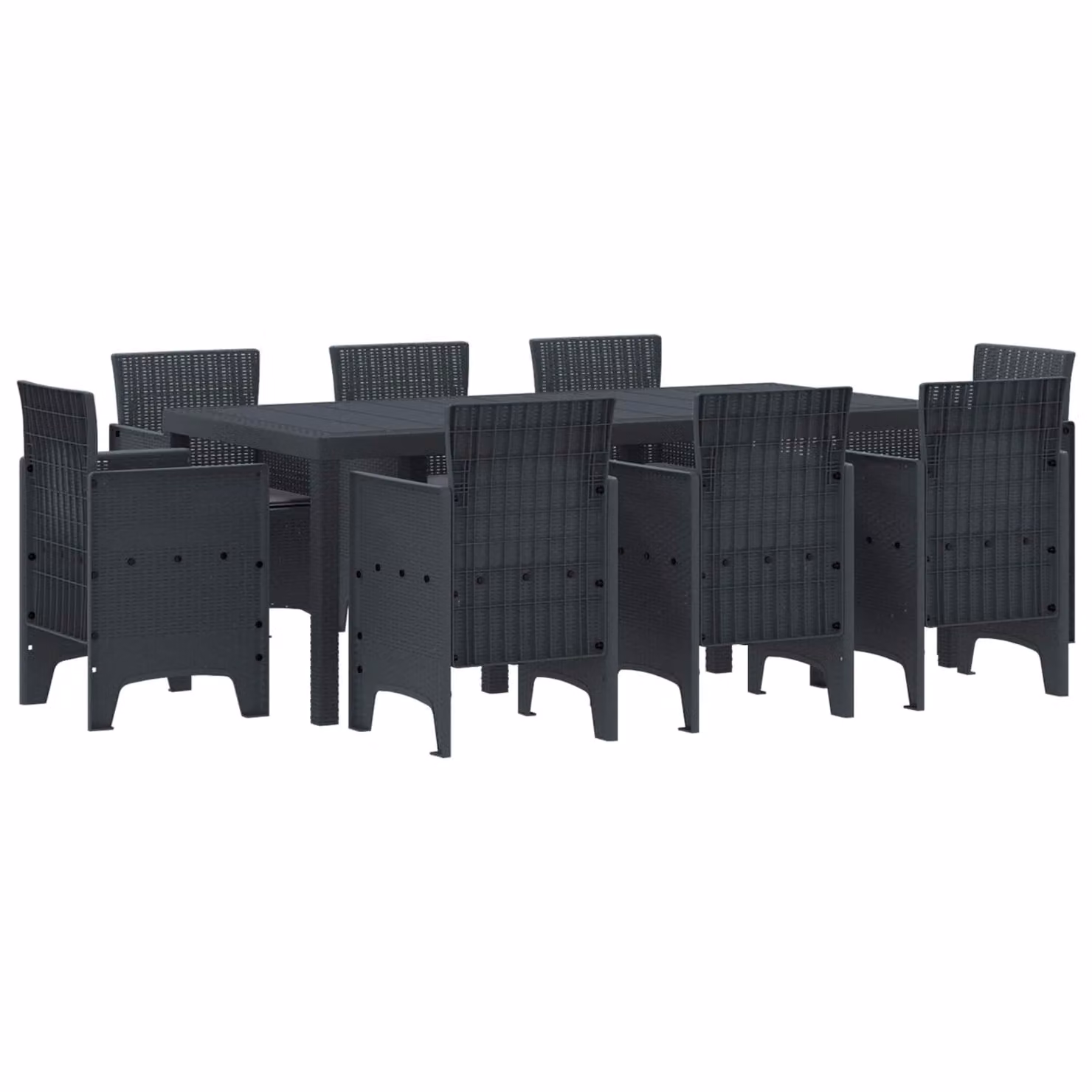 Set da pranzo per giardino e terrazza vidaXL in polipropilene antracite, 9 pezzi – 1