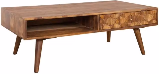Tavolino basso SCANI 100 cm in legno massiccio di Sheesham verniciato stile scandinavo
