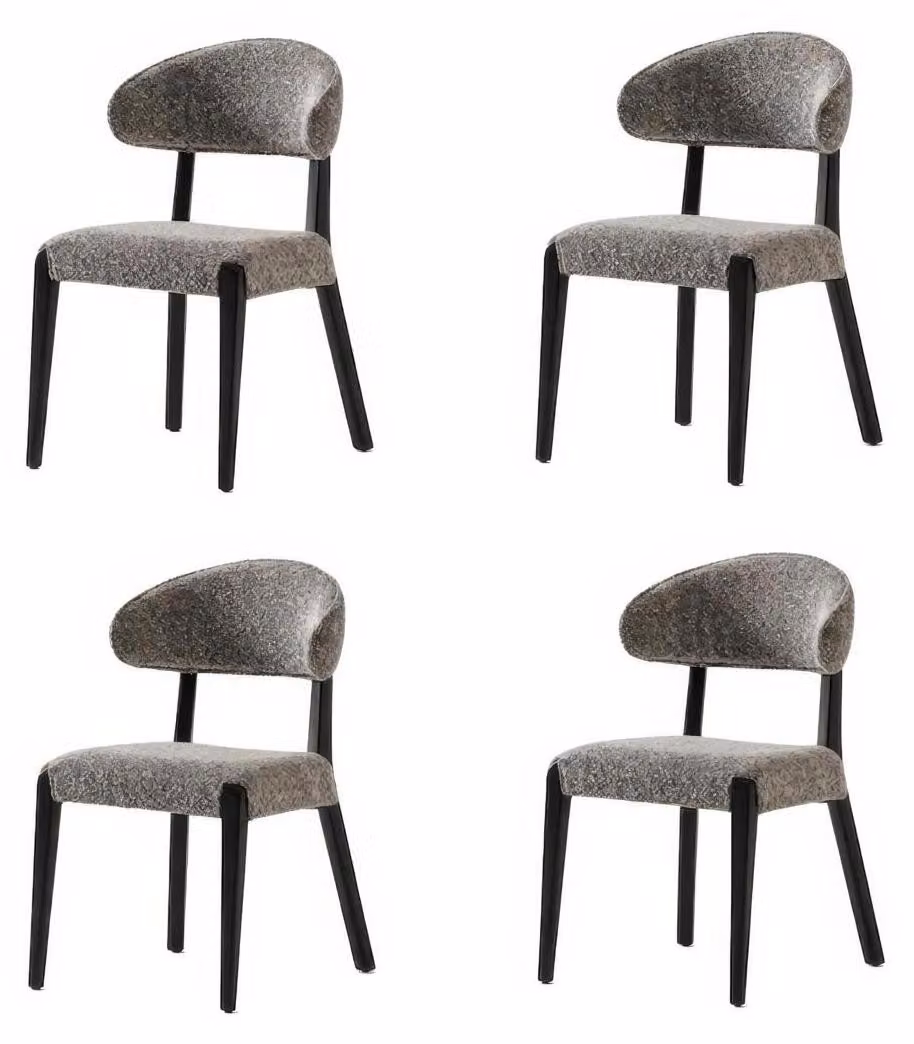 Set di sedie da pranzo, stile moderno, colore grigio, eleganti e lussuose, imbottite