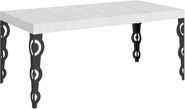 Tavolo allungabile Itamoby stile industrial in legno bianco frassino e metallo antracite L/P: 90 x 90 cm, estensibile fino a 246 cm